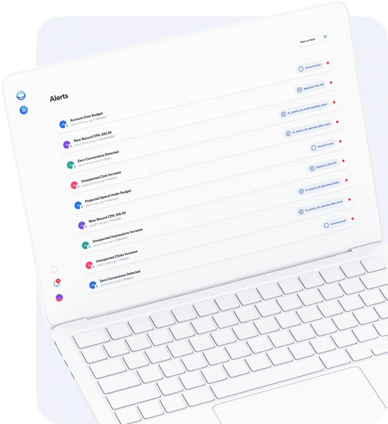 Screenshot of Opteo Slack integration